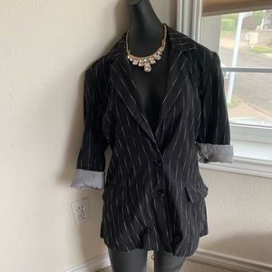 MM couture black pinstripe linen mix blazer, M